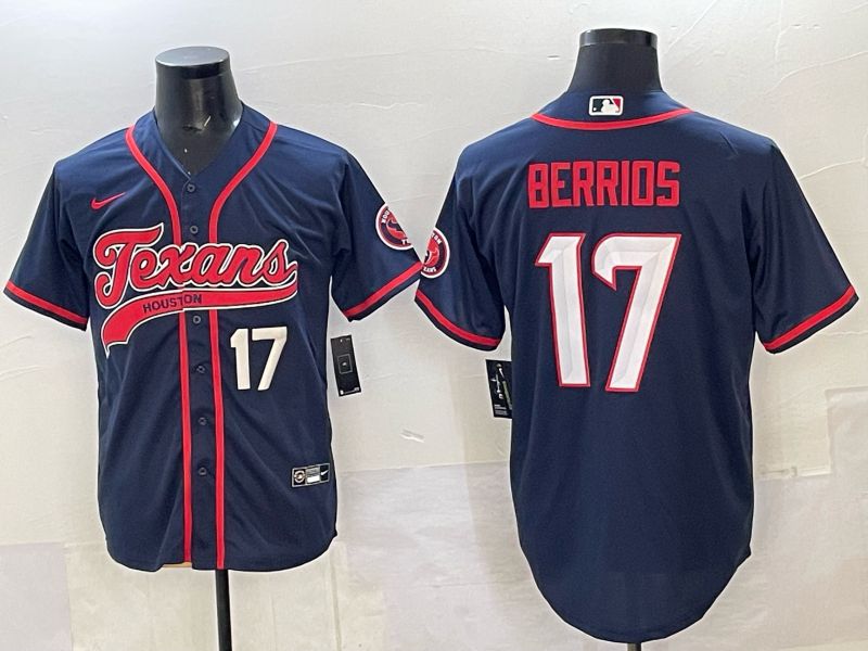 Men 2025 Nike Houston Texans #17 Berrios Blue Joint Name Limited NFL Jersey style 06